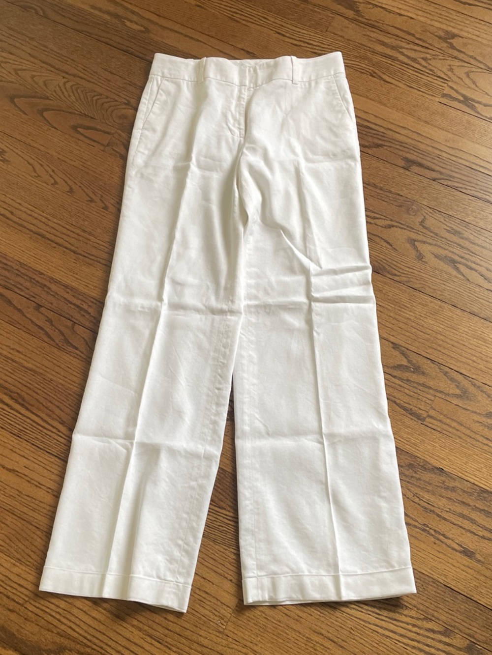Ann Taylor Linen White Wide-Leg Pants